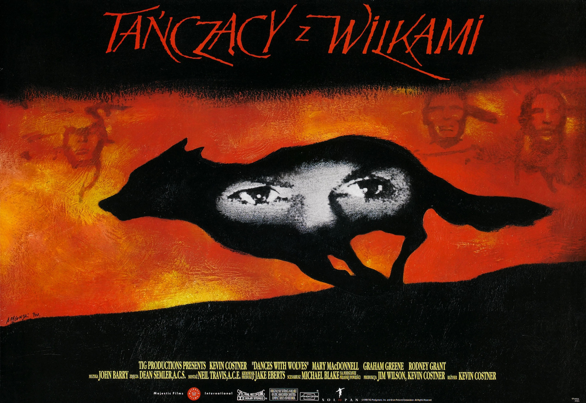 Polski plakat filmu 'Tańczący Z Wilkami'