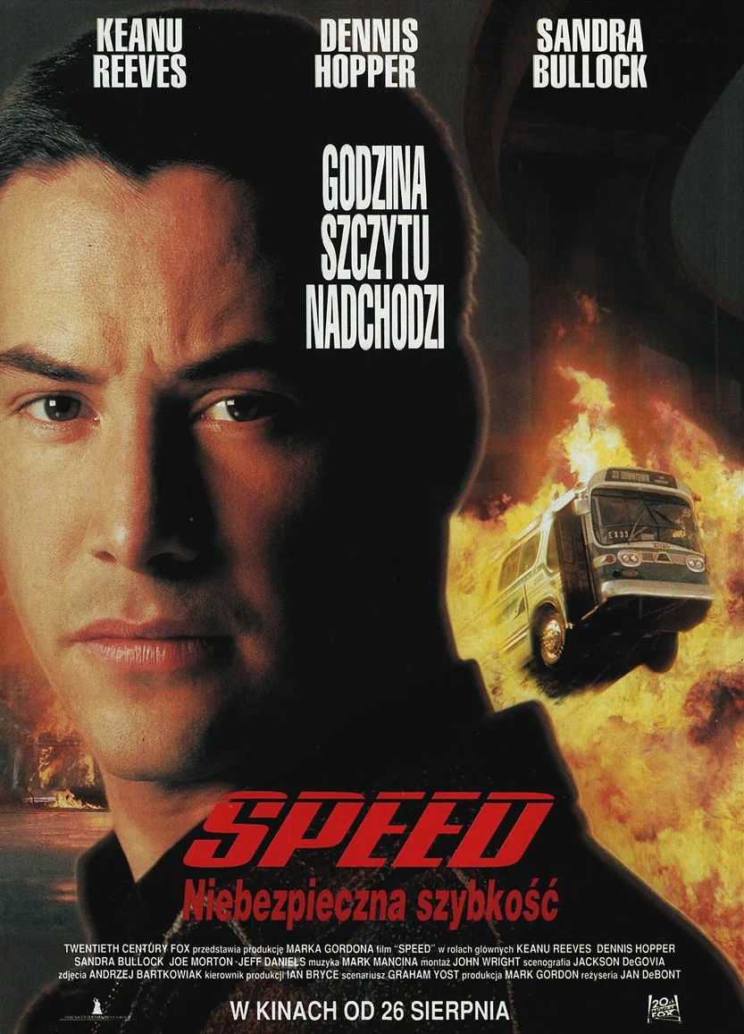 Polski plakat filmu 'Speed: Niebezpieczna Prędkość'