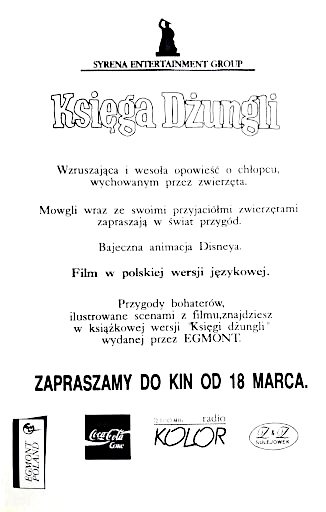 Tył ulotki filmu 'Księga Dżungli'
