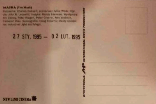 Tył ulotki filmu 'Maska'
