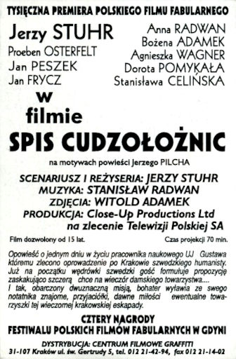 Tył ulotki filmu 'Spis Cudzołożnic'