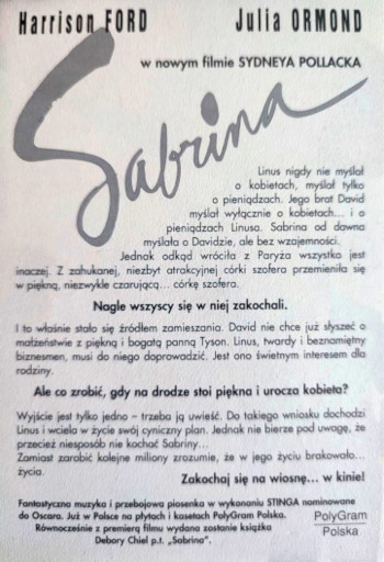Tył ulotki filmu 'Sabrina'