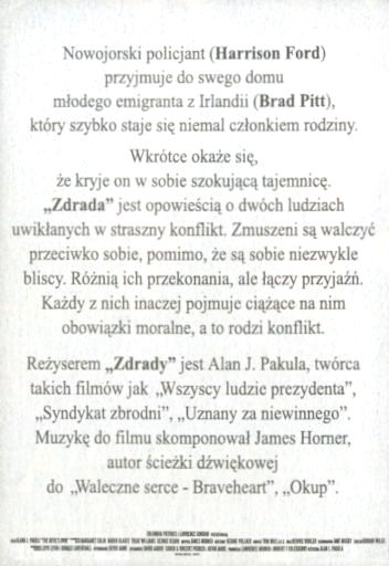 Tył ulotki filmu 'Zdrada'