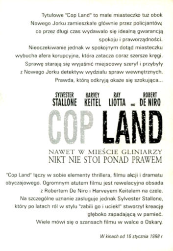 Tył ulotki filmu 'Cop Land'