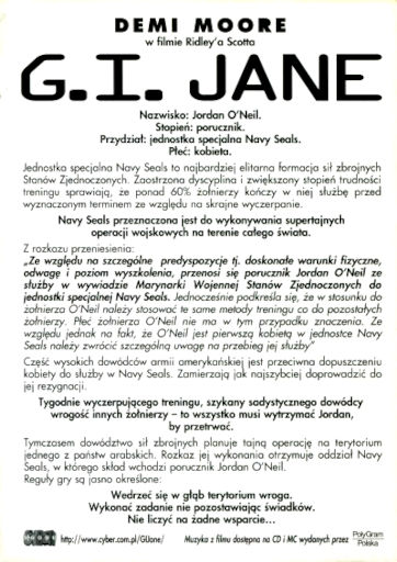 Tył ulotki filmu 'G.I. Jane'