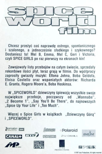 Tył ulotki filmu 'Spice World'