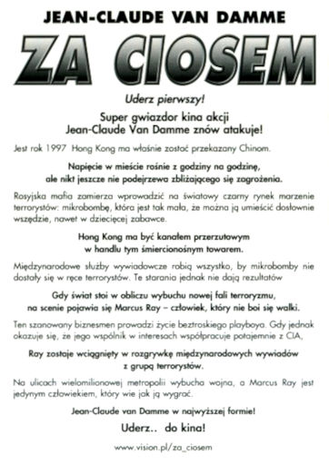 Tył ulotki filmu 'Za Ciosem'
