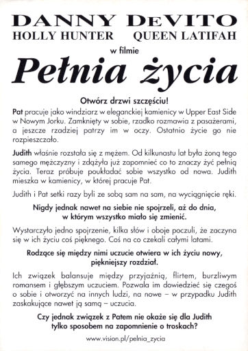 Tył ulotki filmu 'Pełnia Życia'