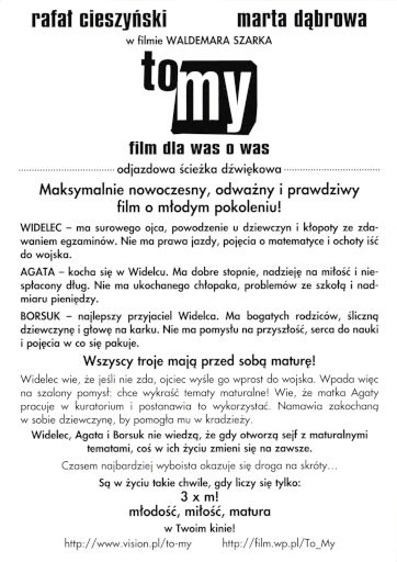 Tył ulotki filmu 'To My'