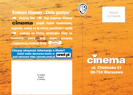 Tył ulotki filmu 'Złoto Pustyni'