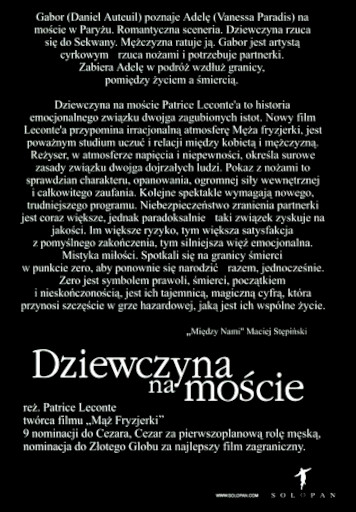 Tył ulotki filmu 'Dziewczyna Na Moście'
