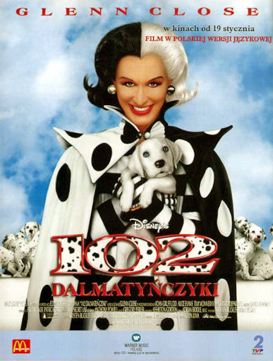 Przód ulotki filmu '102 Dalmatyńczyki'