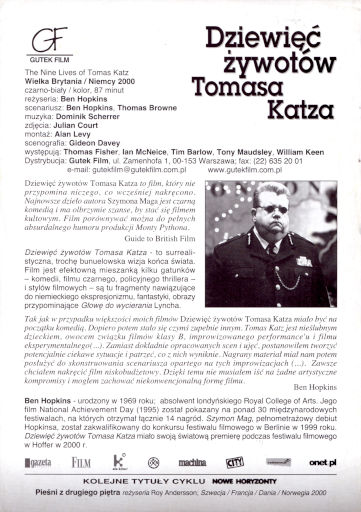 Tył ulotki filmu 'Dziewięć Żywotów Tomasza Katza'