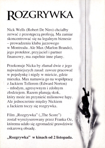 Tył ulotki filmu 'Rozgrywka'