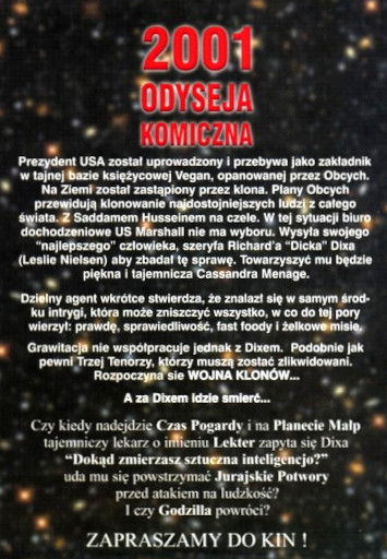 Tył ulotki filmu '2001: Odyseja Komiczna'