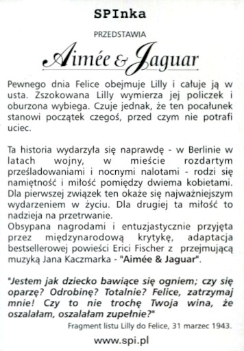 Tył ulotki filmu 'Aimée i Jaguar'