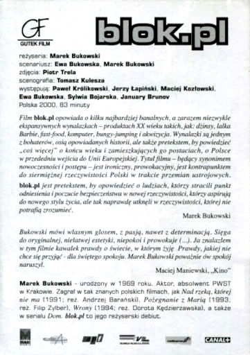 Tył ulotki filmu 'Blok.pl'