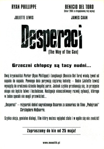 Tył ulotki filmu 'Desperaci'