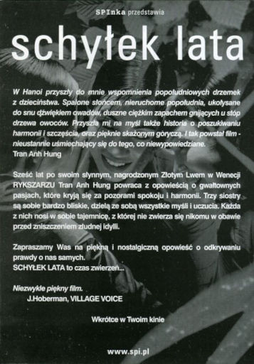 Tył ulotki filmu 'Schyłek Lata'
