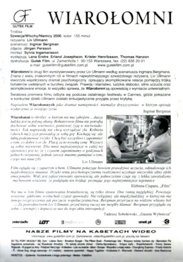 Tył ulotki filmu 'Wiarołomni'