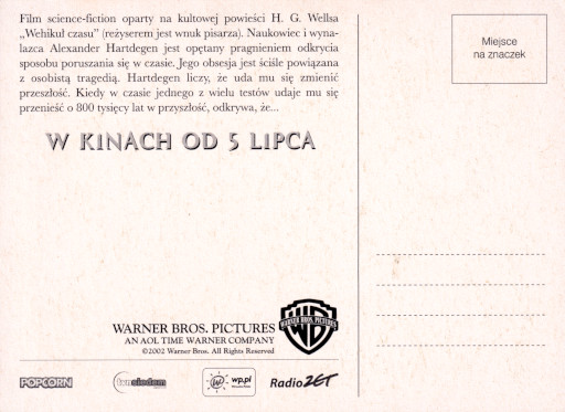Tył ulotki filmu 'Wehikuł Czasu'