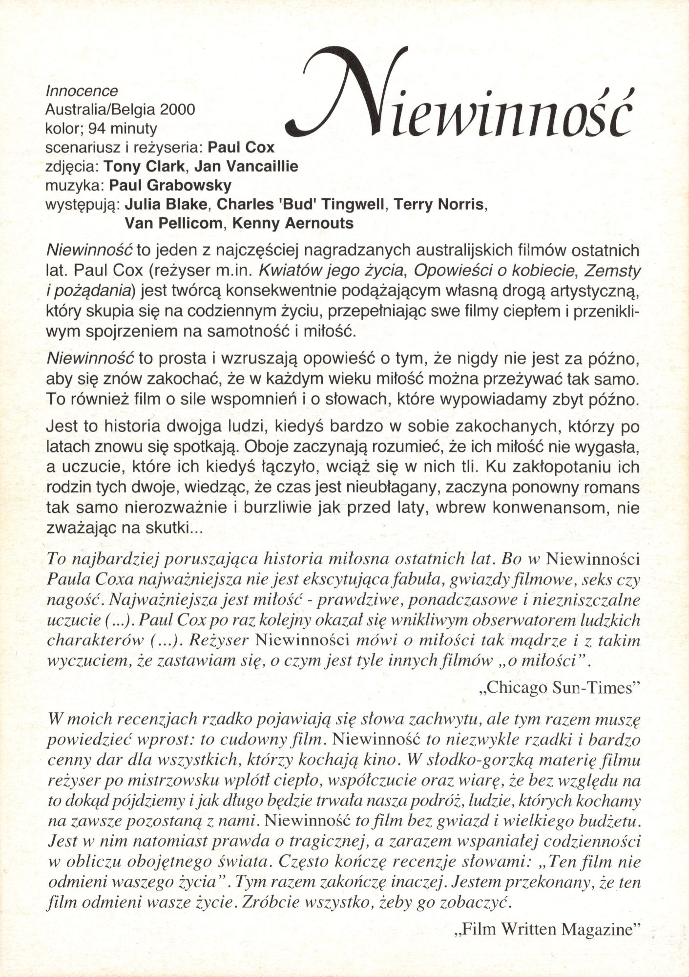 Ulotka filmu ''