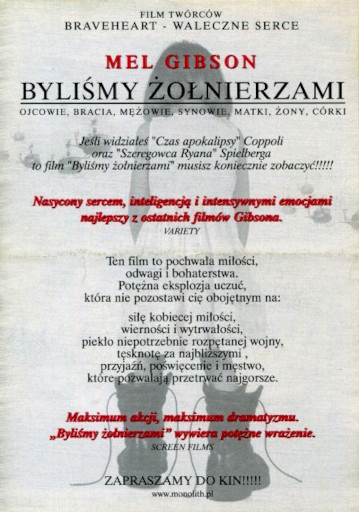 Tył ulotki filmu 'Byliśmy Żołnierzami'