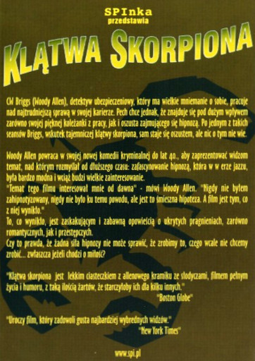 Tył ulotki filmu 'Klątwa Skorpiona'
