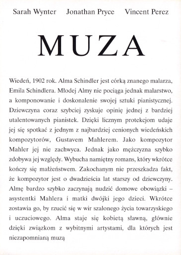 Tył ulotki filmu 'Muza'