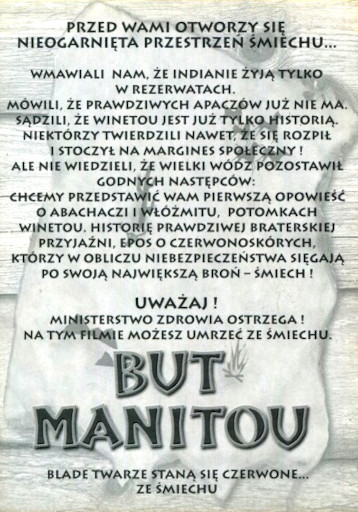 Tył ulotki filmu 'But Manitou'