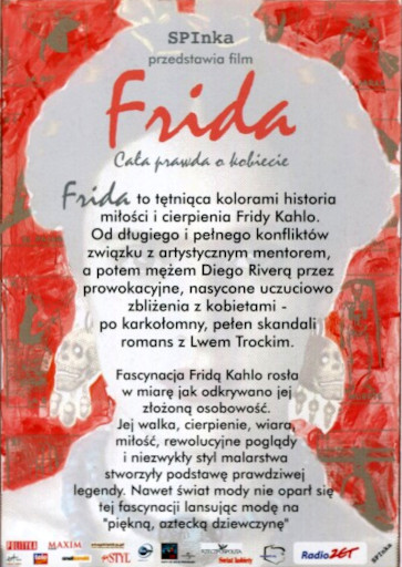 Tył ulotki filmu 'Frida'
