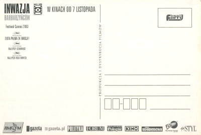 Tył ulotki filmu 'Inwazja Barbarzyńców'