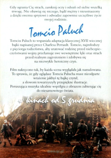 Tył ulotki filmu 'Tomcio Paluch'
