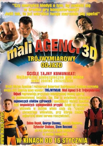 Tył ulotki filmu 'Mali Agenci 3D: Trójwymiarowy Odjazd'