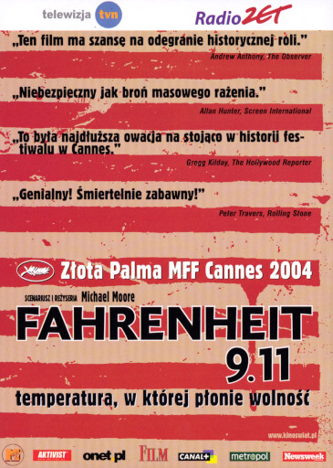 Przód ulotki filmu 'Fahrenheit 9.11'