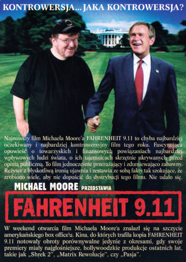Tył ulotki filmu 'Fahrenheit 9.11'
