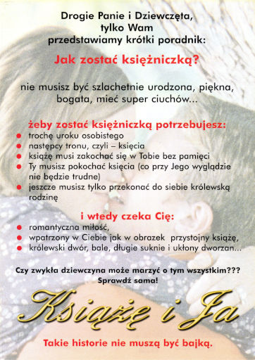 Tył ulotki filmu 'Książę i Ja'