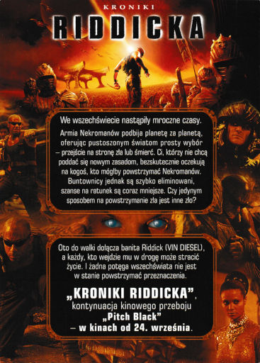 Tył ulotki filmu 'Kroniki Riddicka'