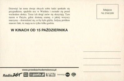 Tył ulotki filmu 'Przed Zachodem Słońca'