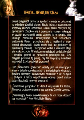 Tył ulotki filmu 'Śmiertelna Gorączka'