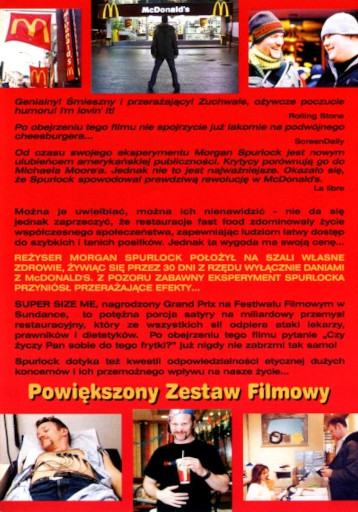 Tył ulotki filmu 'Super Size Me'