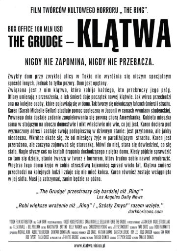 Tył ulotki filmu 'The Grudge - Klątwa'