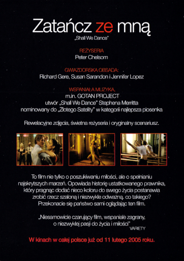 Tył ulotki filmu 'Zatańcz Ze Mną'