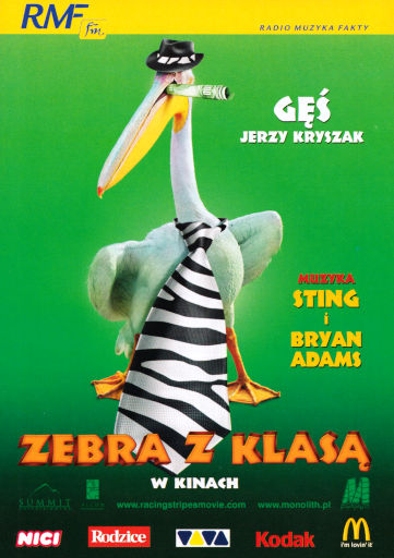 Przód ulotki filmu 'Zebra Z Klasą'