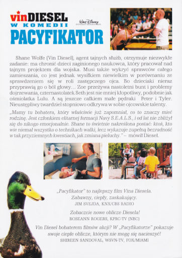 Tył ulotki filmu 'Pacyfikator'