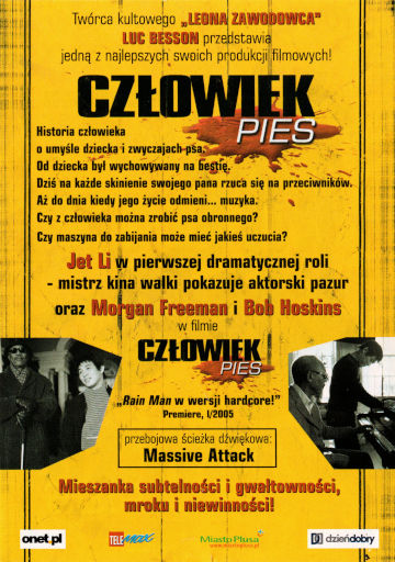 Tył ulotki filmu 'Człowiek Pies'