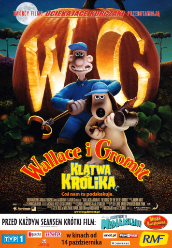 Przód ulotki filmu 'Wallace i Gromit: Klątwa Królika'