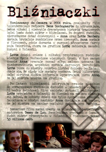 Tył ulotki filmu 'Bliźniaczki'