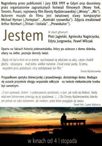 Tył ulotki filmu 'Jestem'