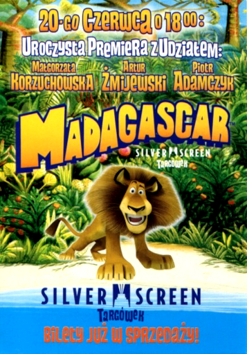 Przód ulotki filmu 'Madagaskar'